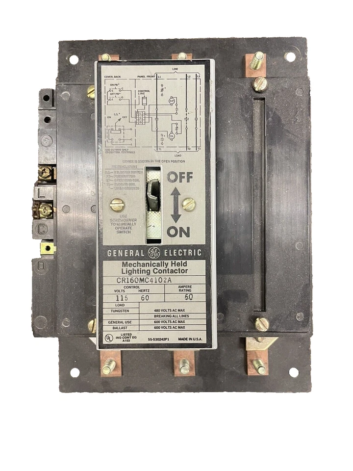 GE CR160MC4102A Mechanically Held Lighting Contactor, 50 Amp, 600 volt, USED - Image 1 of 1
