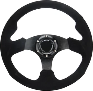 Universal Car Racing Steering Wheel Suede Leather 320Mm 12.5” Drift Sports Flat - Picture 1 of 8
