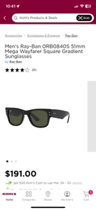 Ray-Ban 0RB0840S 51mm Mega Wayfarer Square Gradient Sunglasses - Picture 1 of 7