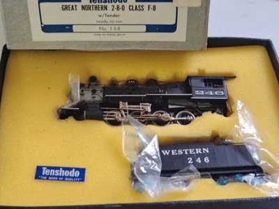 Tenshodo Brass Engine Western 246 w/ Kadee Western 246 Tender HO Scale Painted - Image 1 of 4