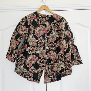 Blusa Top Oriental Hecha a Mano Para Mujer Negra Multi Brocado Estampado Barroco Se Ajusta a Reino Unido 12 - Imagen 1 de 8