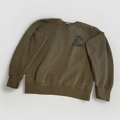 Sudadera De Colección USMC Para Hombres Pequeña Infantería de Marina Suave Cuello Redondo Verde Hecha en EE. UU. Foto 1 de 4