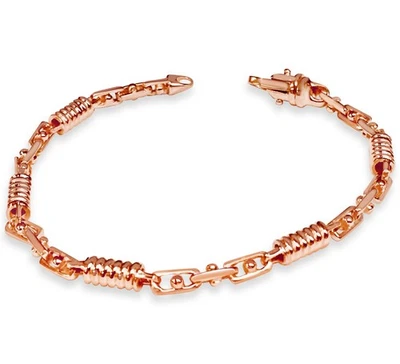 10k Solid Rose Gold Handmade 5mm Spiral Tube Link Bracelet, 7.5" - Image 1 of 3