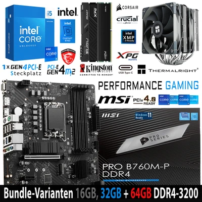 PC Bundle - Intel i5 14600K MSI PRO B760M-P DDR4 mit 16, 32 + 64GB DDR4-3200MHz - Bild 1 von 4