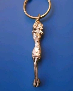 NEW Vintage LADY IN DRESS KEY RING 1980s Fun Gift Keychain 3" NWOT Retro Glam - Picture 1 of 7