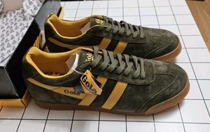 2000s Gola Harrier New Suede Mens  Shoes Size 13 Khaki / Sun ZCMA192YN2MG00Q - Picture 1 of 8