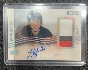 2023-24 Upper Deck Premier Horizontal Acetate Rookie Auto Patch Luke Hughes /49 - Picture 1 of 2