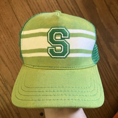 STUSSY 1980 NYLTLA Trucker Strapback Hat Cap Color Faded Pre-Owned RARE Green - Image 1 of 4