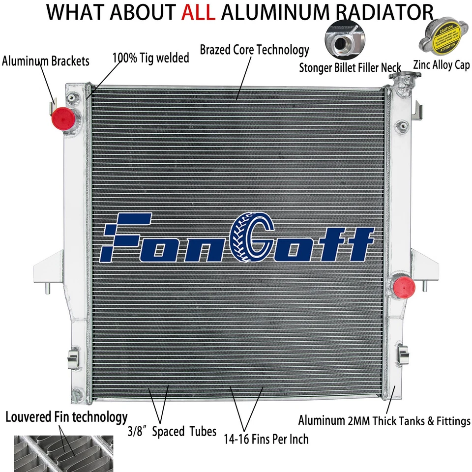 3 Row Aluminum Radiator For 2003 2004-2009 Dodge Ram 2500 3500 5.9L 6.7L CUMMINS Foto 1 de 4