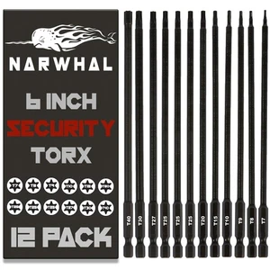 6" Long Torx Bit Set (12 Pack of Drill Bits with Case) Security Tamper Proof ... - Bild 1 von 5