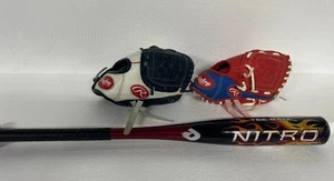 Tee ball Set Demarini -10 Nitro bat 25.5 " +2 Rawlings gloves Very Good - Picture 1 of 4