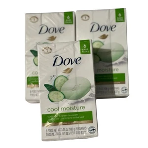 Menge 3 Dove Cool Feuchtigkeit Gurke & grüner Tee 6 Stück Seife je 3,75 Unzen - Bild 1 von 4