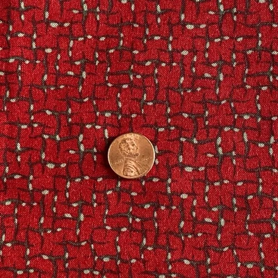 1 YD Small Abstract Fabric Dark Red Quilting Cotton Mary Koval - Image 1 of 4