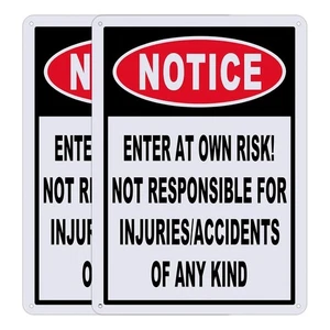 Hinweis Enter auf eigene Gefahr Schild 2er-Pack, nicht 10x7 Zoll, schwarz - 2er-Pack  - Bild 1 von 2