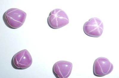 Opaque Star Ruby Heart 11x11 mm Cabochon 6 Rayed Lab-created 8 pieces Lot - Image 1 of 4