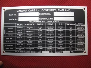 NOS Jaguar Engine / Body ID VIN# Lubrication Plate Unused - Picture 1 of 10