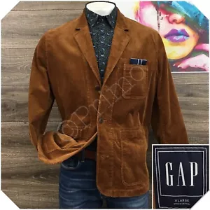 GAP Mens Corduroy Blazer Sport Coat Casual Jacket Size XL Brown Cotton Suit - Picture 1 of 13