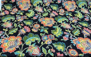 Anu Fiesta Black Linen Rayon Mill Creek Swavelle Jacobean Fabric By The Yard - Picture 1 of 5