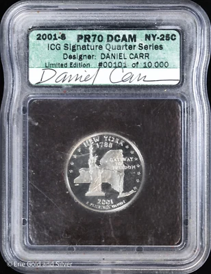 2001-S 25C Proof New York State Quarter ICG PR 70 DCAM | Artist Signed - Image 1 of 4