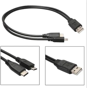 USB 2.0 Type C To Micro USB Hub Y Splitter Charging Data Cable Adapter - Picture 1 of 3