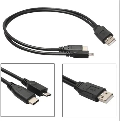 Adattatore Cavo Dati Ricarica USB 2.0 Tipo C a Micro USB Hub Y Sdoppiatore - Immagine 1 di 3
