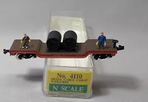 N scale Model Power # 4110 SANTA FE Metal Cable flat car, with figures - Picture 1 of 7