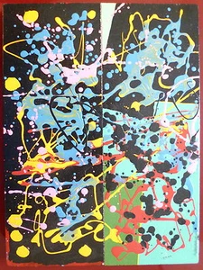 Debonechose Louis Öl und Mischtechnik auf Holzplatte signiert Abstrakte Kunst - Bild 1 von 1