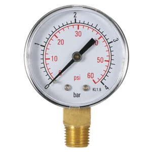 60psi 50mm Water Pressure Gauge Meter 1/4" BSPT Thread Manometer TS-50-4bar S0U5 - Picture 1 of 9