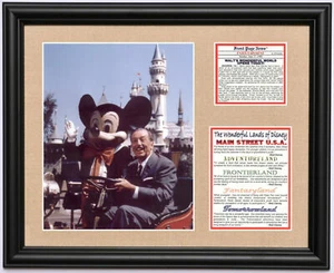 Walt Disney 1955 Disneyland opening w/ Mickey Mouse & Walt framed photo tribute - Picture 1 of 1