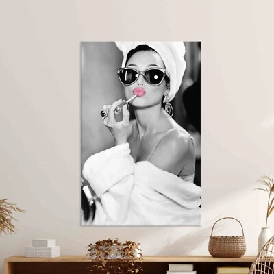 Audrey Hepburn Style Art, Audrey Hepburn Make Up Canvas Print, Audrey Poster, - Image 1 of 4