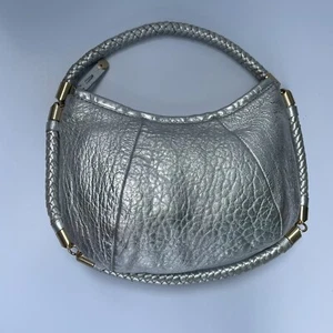 Antonio Melani Ladies Purse Silver Leather Braided Wrap Around Strap - Picture 1 of 12