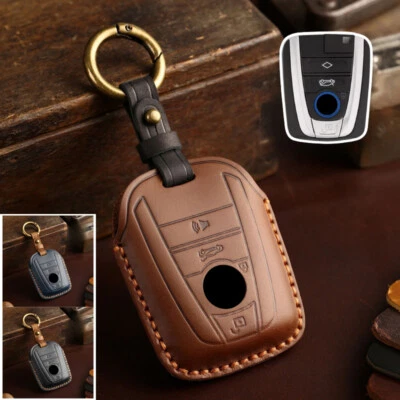 Genuine Leather Car Remote Smart Key Fob Case Cover Holder For BMW i3 i8 Series Foto 1 de 4