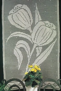 SPRINGTIME Jumbo Tulips Curtain/Doily/Crochet Pattern INSTRUCTIONS ONLY - Picture 1 of 1