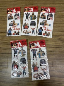 5 Packages 1983 The A Team 6 Puffy  stickers Sealed package, Mr. T