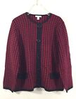Dress barn Women Houndstooth Sweater Red Black Size 14/ 16 Long Sleeve