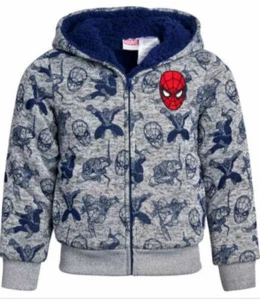 Marvel Spider-Man Kids Plush Hoodie Jacket Boys Sizes 3T-5T - Picture 1 of 2