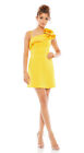 New Ieena for Mac Duggal One Shoulder Ruffle Mini Dress In Lemon Size 10 $278