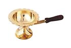 Pure Brass Dhoop Dani with Wooden Handle Dhup Dani Incense Burner For Puja