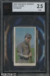 T206 Johnny Evers Chicago Cubs HOF Piedmont 150 Subjects White Border BVG 2.5