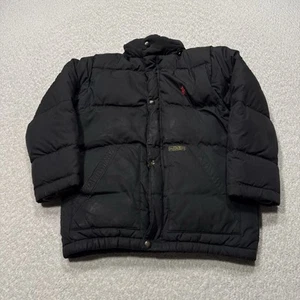 Polo Ralph Lauren Youth Kids Down Puffer Jacket Black Red Pony Winter FLAWED 7 - Picture 1 of 11