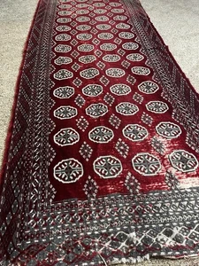Vintage Pakistanisch Turkoman Bokhara Teppich Rot Handgeknüpft Wolle 74 x 29 Zoll Läufer - Bild 1 von 6