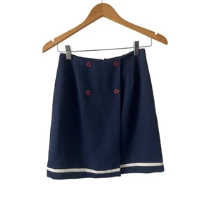 Gonna Talbots Petite taglia 2 blu navy finta avvolgente bordo bianco foderata nautica USA - Foto 1 di 8