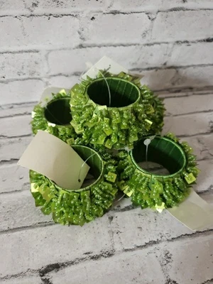 Juego de 5 servilleteros con cuentas verdes Noble Excellence nuevos con etiquetas decoración boho de Navidad Foto 1 de 4