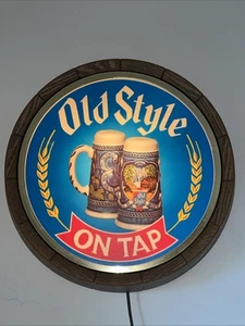 Old Style 1983 On Tap Bier Schild und Licht Top Zustand - Bild 1 von 5