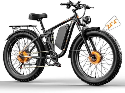 Bicicleta Eléctrica 5000W Doble Motor Pico Adultos Largo Alcance Neumático Graso Bicicleta Bolsa Regalo Foto 1 de 4