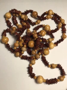 Vintage Tribal African Wood Nut Carve Bead Bohemian Necklace - Picture 1 of 9