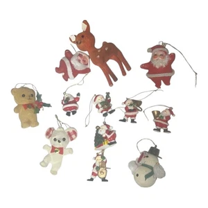 Menge 12 Vintage 1960er tanzender Weihnachtsmann Filz Gummi Gesicht und Hartplastik Miniatur - Bild 1 von 11