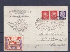 ITALY 1940 POSTCARD FROM NATIONAL STAMP DAY MILANO ATTRACTIVE - Picture 1 of 1