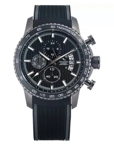 Orologio Strumento Marino Uomo Cronografo Freedom Cinturino Silicone Nero Traforato - Foto 1 di 7