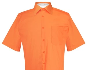 Biagio 100% Cotton Mens Short Sleeve Solid BURNT ORANGE Dress Shirt size Medium - Picture 1 of 2